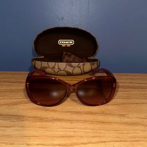 Coach light burgundy sunnies with gemstone detail